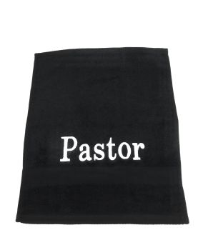 PREACHING HAND TOWEL PASTOR   (BLACK/ WHITE)