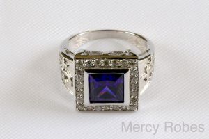Purple Stone New Mens Sterling Silver Bishop Clergy Ring SUBS166 