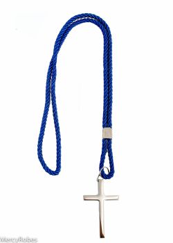ROYAL BLUE CORD WITH SILVER CROSS