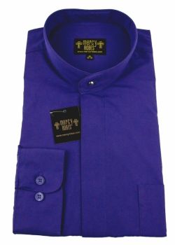 Mens Long Sleeve Standard Cuff Roman Pontiff Full Collar Clergy Shirt (Roman Purple)