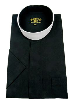 Mens Short Sleeve Full Collar Clerical Shirt (Black)