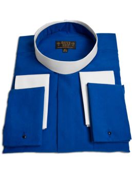Mens Long Sleeve Roman Pontiff Full Collar Shirt (Royal Blue)