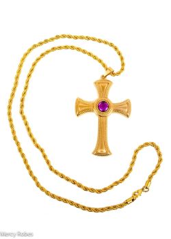 PECTORAL CROSS WITH  40" CHAIN STYLE SBATS002 (G-P)