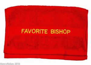 PREACHING HAND TOWEL FAVORITE BISHOP (RED/GOLD)