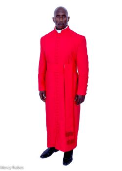  QUICK SHIP 33 BUTTON CLERGY CASSOCK ROBE (RED) WITH BAND CINCTURE