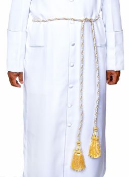 TWO TONE CLERGY CINCTURE CORD (WHITE/GOLD)