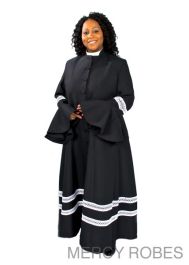 Mercy Robes Womens Robe Style LR140 (Black/White) | Mercy Robes
