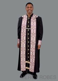 Mercy Robes Mens Clergy Robe Style Exd185 Exclusive (Black/Purple Gold ...