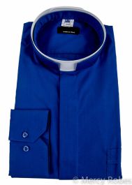 mens long sleeve premium roman collar clergy shirt (royal blue)
